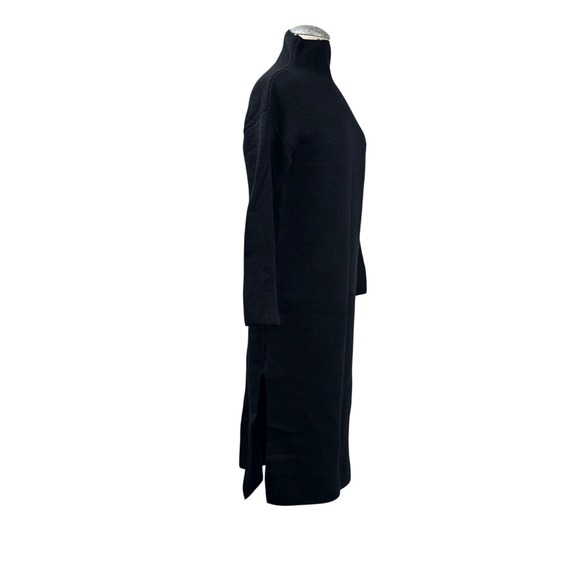 Elenza By L&L Knit‎ Dress Mock Neck Long Sleeve Midi Dress Minimalist Black - Picture 3 of 8